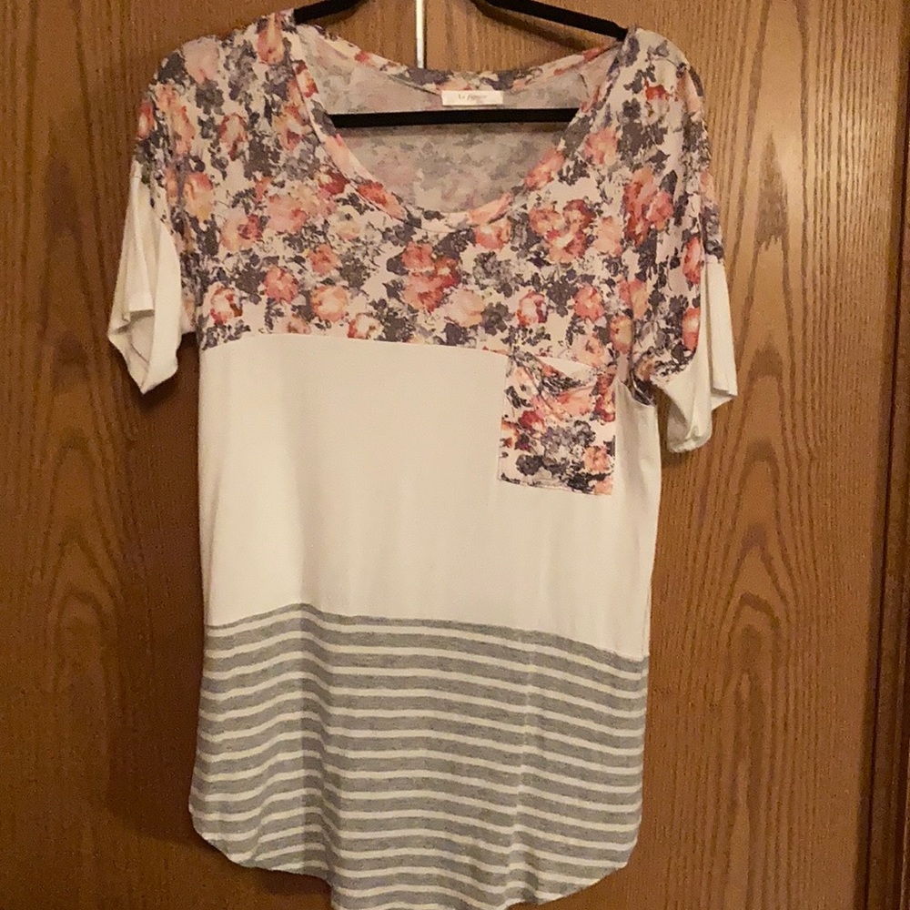 Floral stripe tee